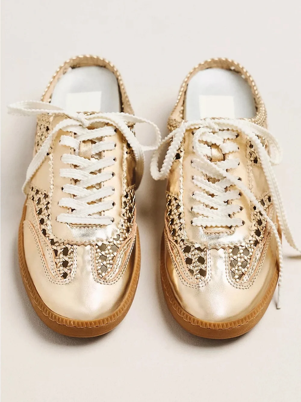 Dolce Vita Notice Slide Woven Stella Gold Metallic Mule Sneakers NWOT Size 10